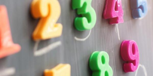 magnet numbers on a chalkboard